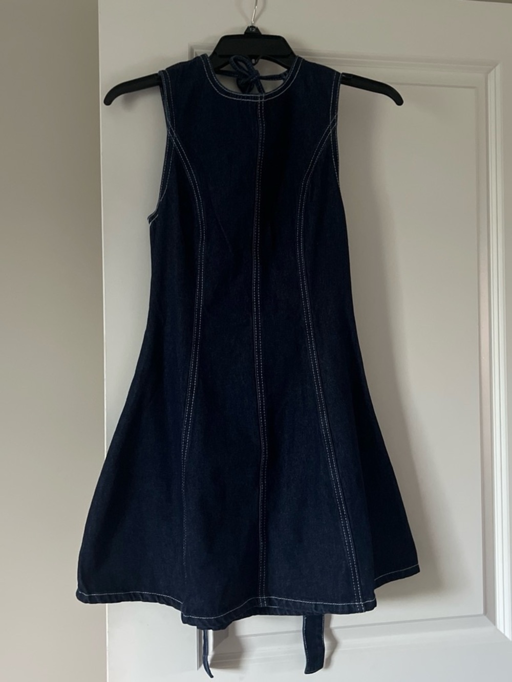 Amazon Navy Blue Sleeveless A-Line Denim Dress